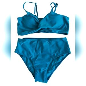 Girl's Two Piece Teal Bathing Suit Swim Set-NWOT-Size 13-14 Years